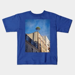 Pine tree on the top of a building Kids T-Shirt